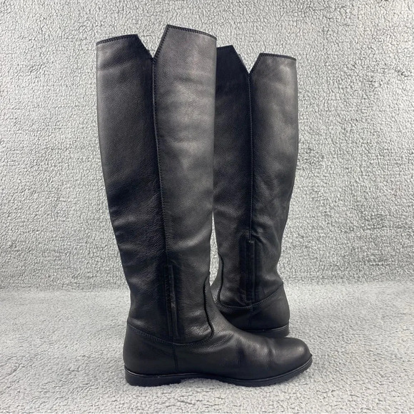 Stuart Weitzman Boots Knee High Leather V Cutout Riding Shoe Pull On Womens 6.5 - Picture 11 of 16